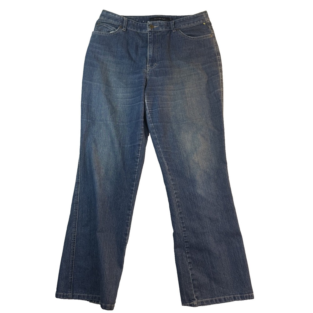 90s Calvin Klein Barrel Jeans Womens 12 Blue Flare Dark Indigo Denim Hong Kong